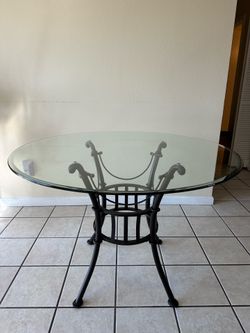 Glass Dining Table + 4 Chairs – Modern Metal Base – Only $150