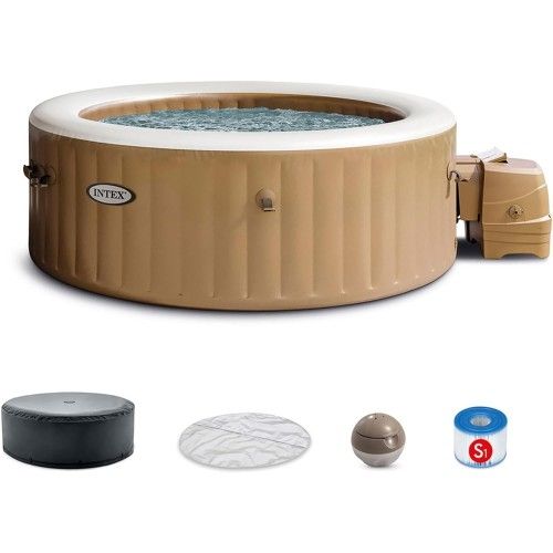 INTEX 28427EP PureSpa Bubble Massage, Inflatable Spa Set, Sahara Tan, 6-Person
