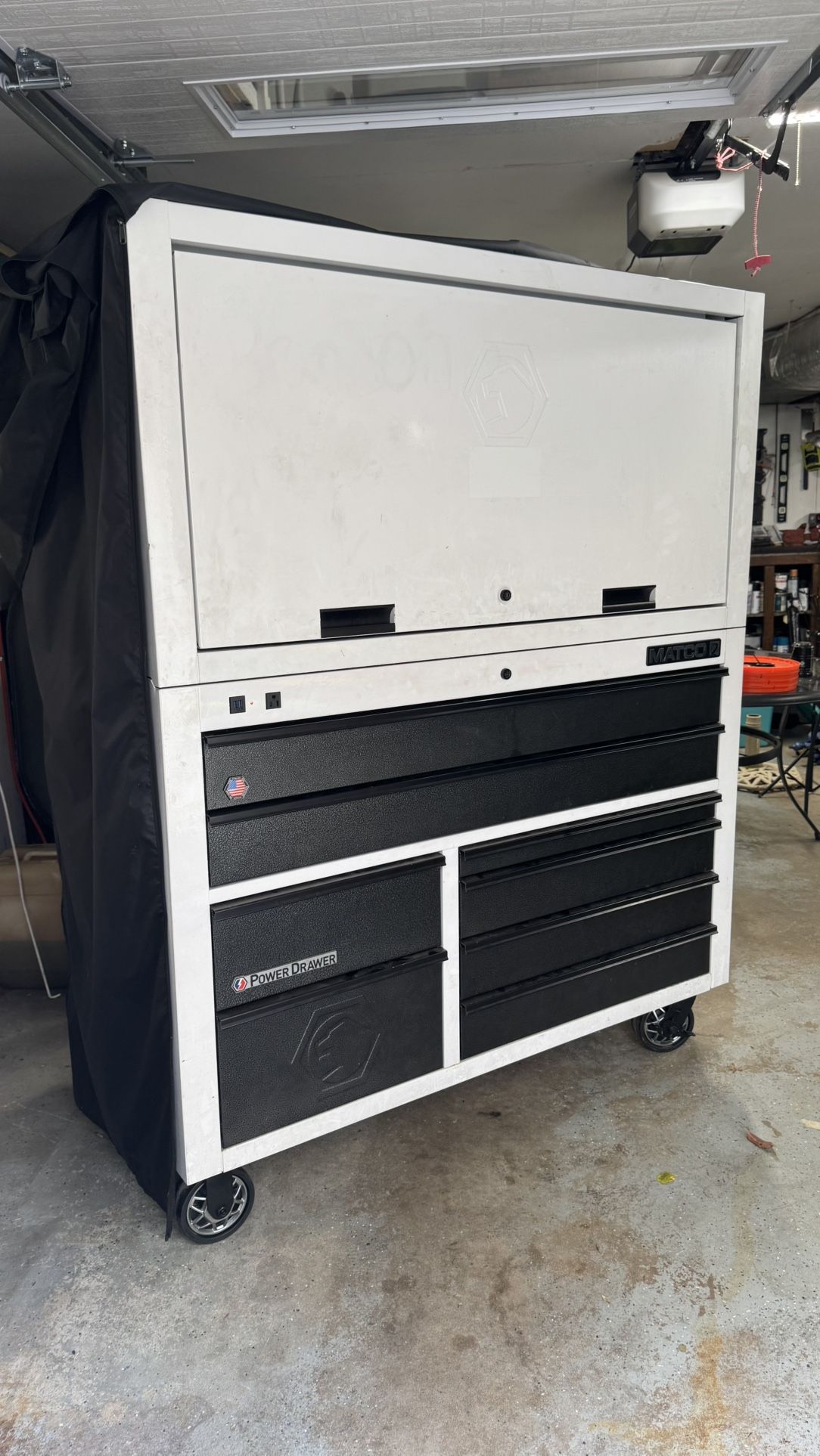 Matco 2S White Tool box with hutch, 55 inch