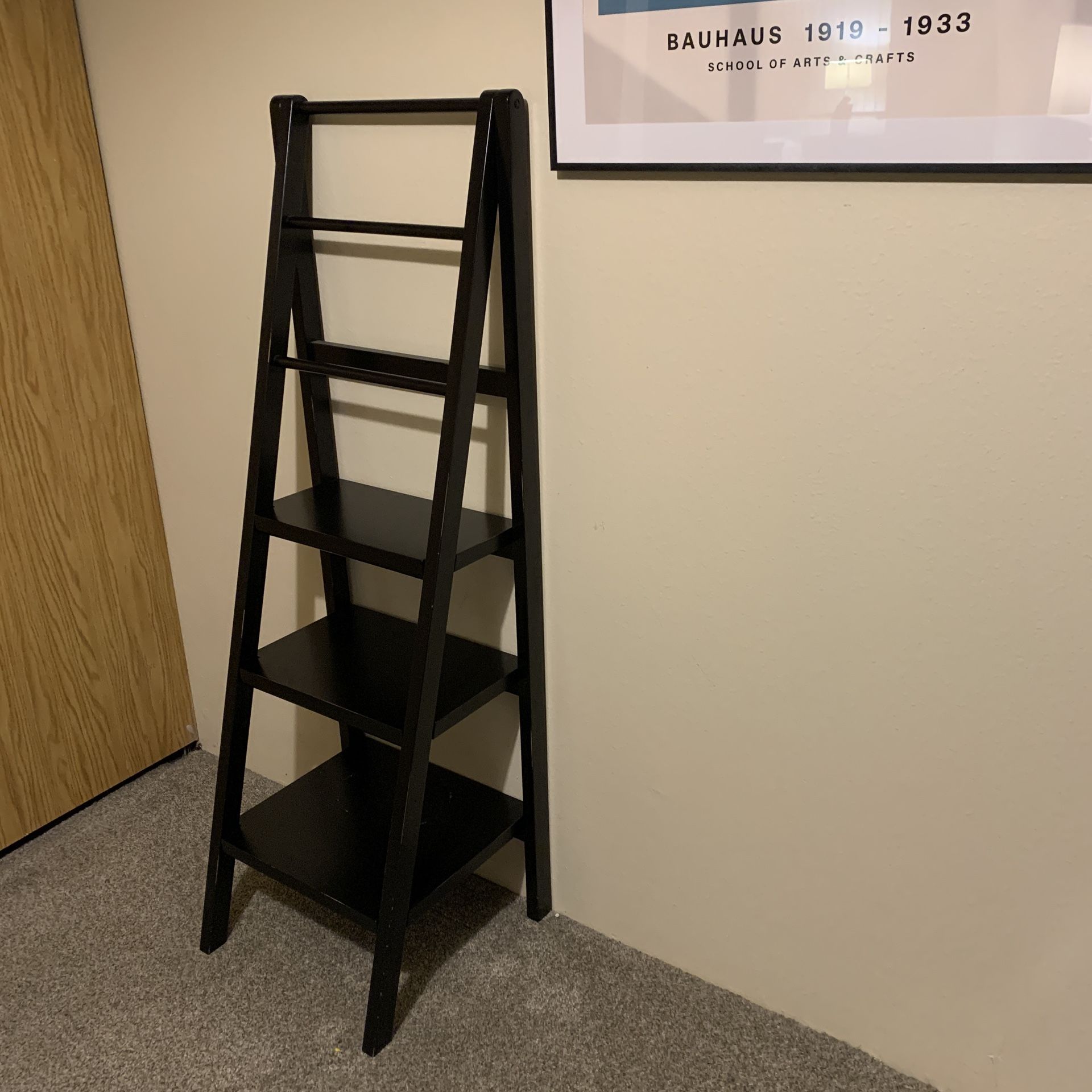 Ladder Shelf / Bookshelf, Dark Brown/Black