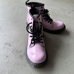 Doc Dr Martens Air Wair Boots Pastel Pink Patent Leather 1460 J Youth Size 3