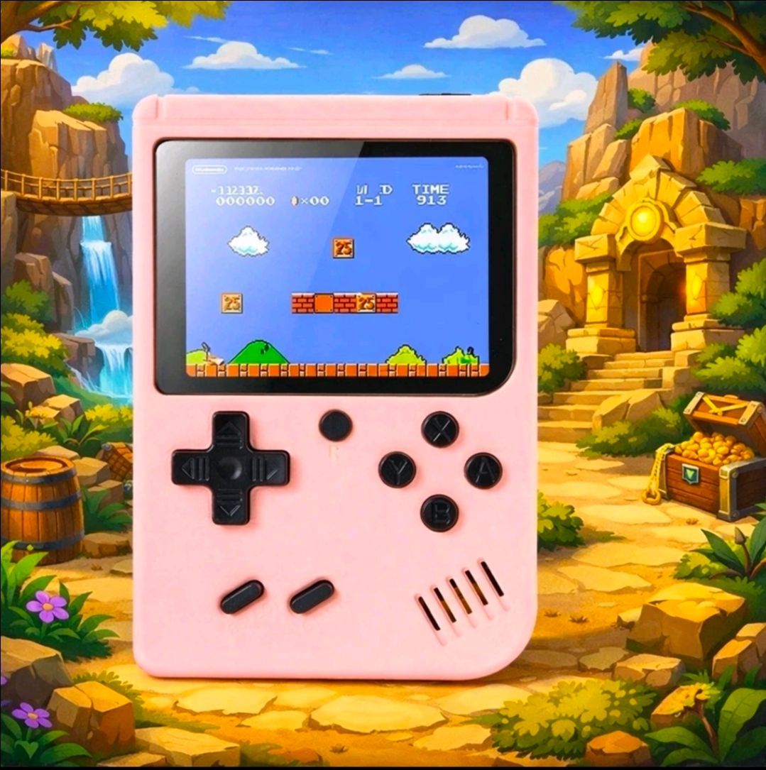 400-In-1 Retro Handheld Game Console Pink Portable Classic Gaming System Lithium
Battery 400mAh
Pink retro handheld gaming console featuring 400 bui