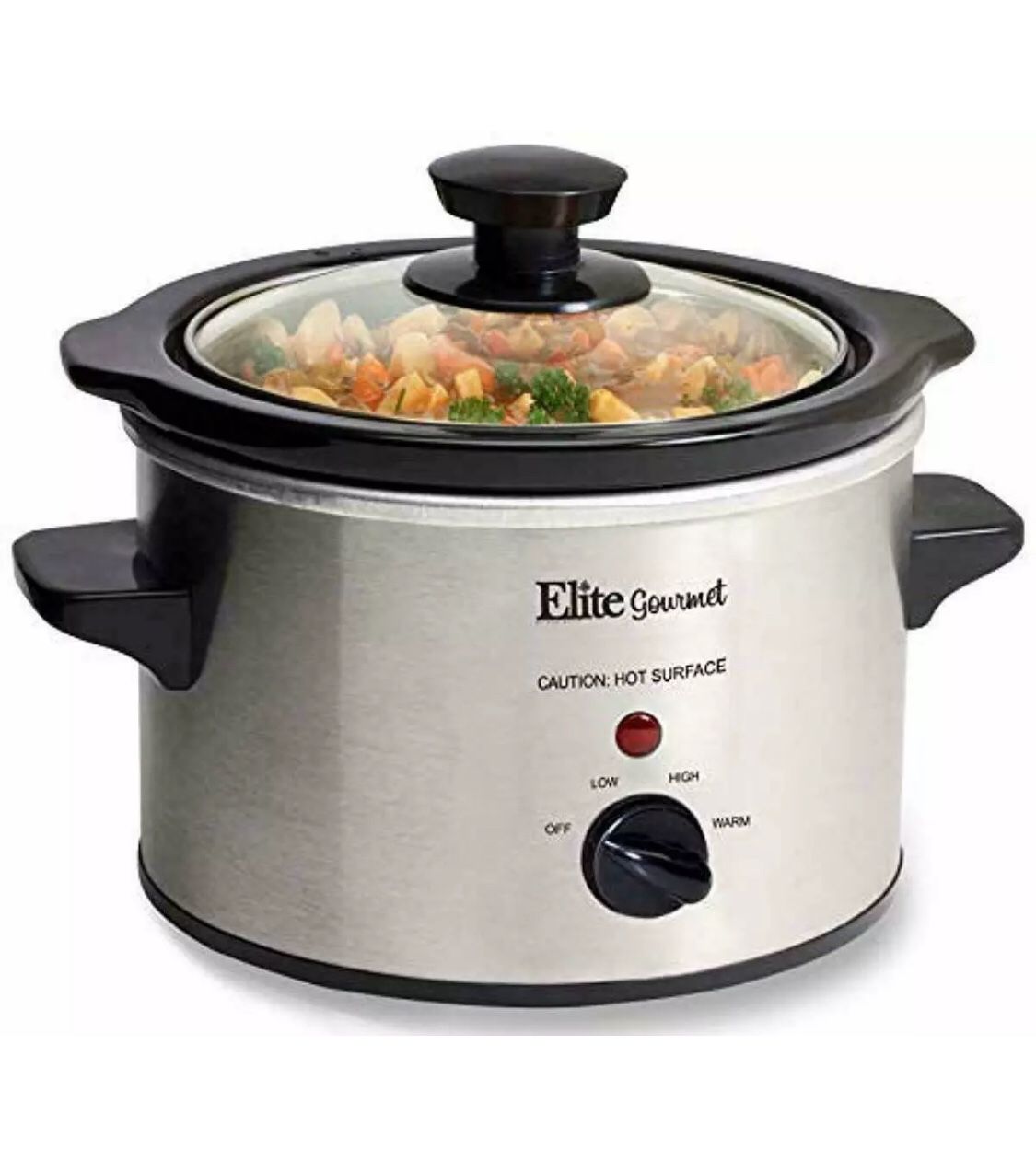 Electric Slow Cooker Small Crock Pot Mini Stainless Steel Cooking 1.5 Quart QT