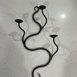 Vintage hand-forged iron wavy wall sconce candelabra