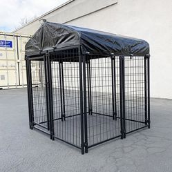 $170 (New in box) Heavy duty kennel with cover dog cage crate pet playpen (4’l x 4’w x 4.5’h) 