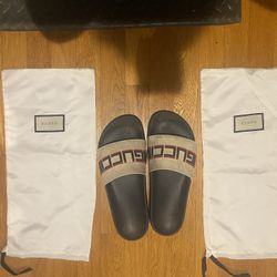 Gucci Men's Logo Sport Slide in Off-White Size 10 Genuine Authentic Rare
