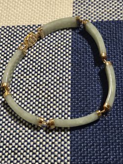 14K Gold and Jade Link Bracelet