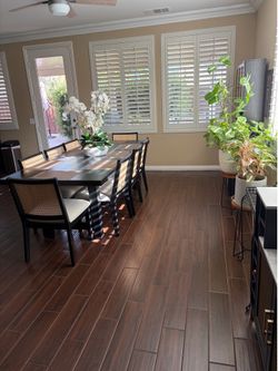 Dining room table and chairs.