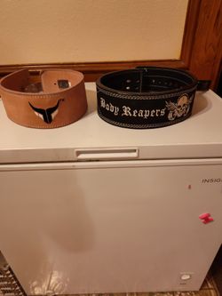 Mytra body ripper leather weight belt gym support 10mm 4 in thickness excellent conditions $55 each