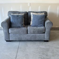 Comfy Grey Loveseat with Pillows