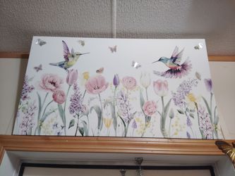 hummingbird and floral canvas