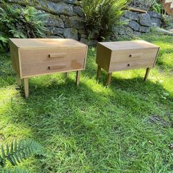 Two Side Tables (2). Oak. 