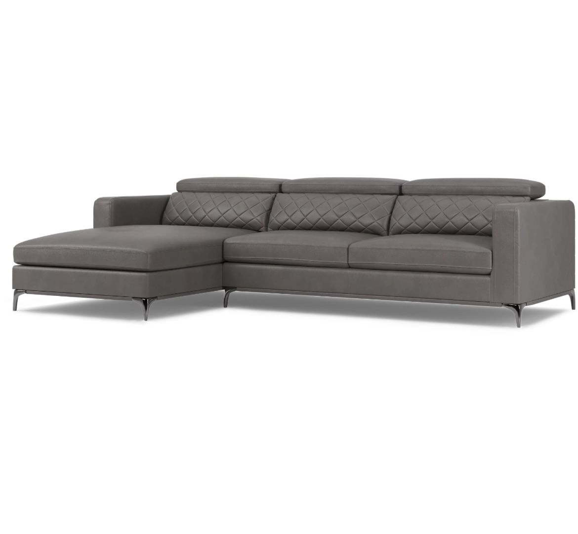 Sectional Faux Leather Grey 