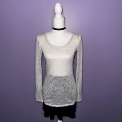 Express Silver Knit Long Sleeve Top