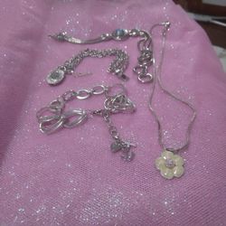 Silver Bracelets With Necklace All 4 One Deal
