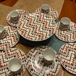 Vintage Fine China Expresso & Desert Service For Six With Cake Platter 