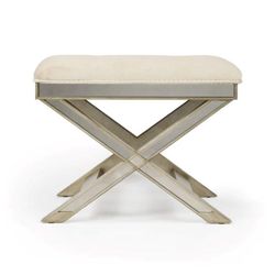 Tufted Mirrored X Vanity Stool