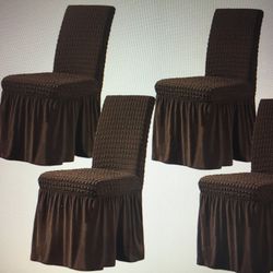 Dinning Chair Covers with Attached Skirt  Total 8 Pieces 