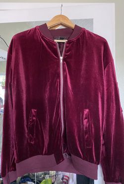 Men’s Burgandy Velvet Bomber Size L