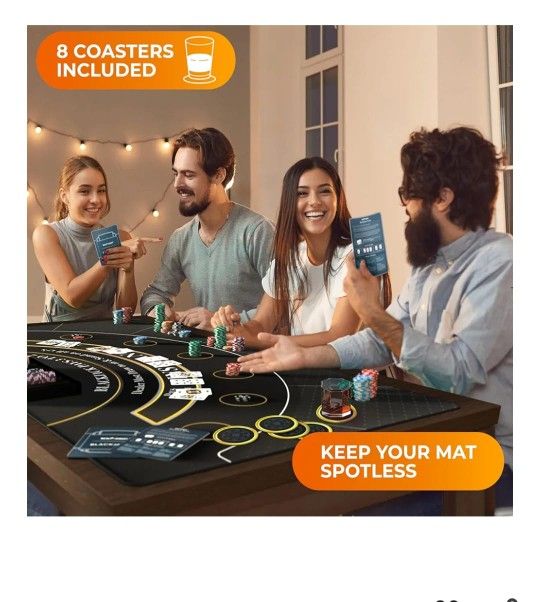 Newverest Blackjack Mat 70" x 35", Blackjack Table Top for Home Game Nights with Friends | Black Jack Casino Table Topper, Poker Mat Layout in Zipper