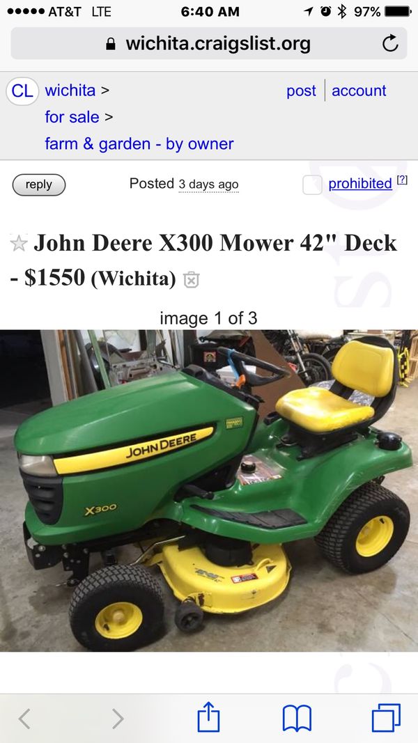 John Deere X300 For Sale In Wichita Ks Offerup