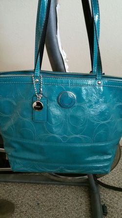 Turquoise Coach purse