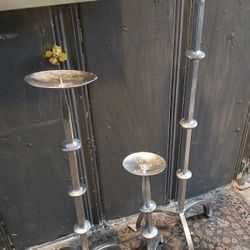 Silver Metal Candle Holders 