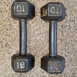 WEIGHTS – QTY 2 10 LBS EACH HEXAGON DUMBBELL HAND WEIGHTS CAST IRON– TOTAL WEIGHT 20 LBS (QTY 2 OF 10 LBS WEIGHTS) FOR MEN AND WOMEN