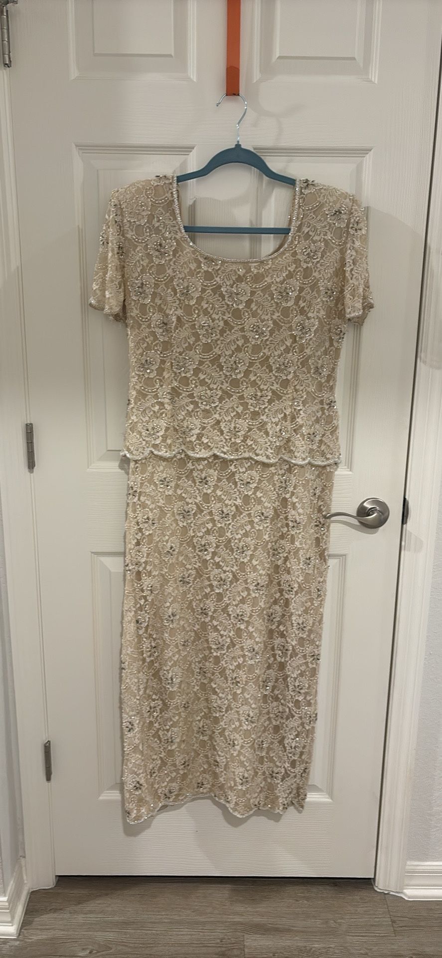 Formal Beige With Silver Sequins