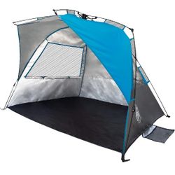 E-Z UP Wedge Portable Beach Tent, 51"x51" Entrance with 2 Roll-Up Windows and with Storage Pocket, Splash,
