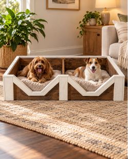 Custom Handmade Double Dog Bed – Real Wood Farmhouse Style