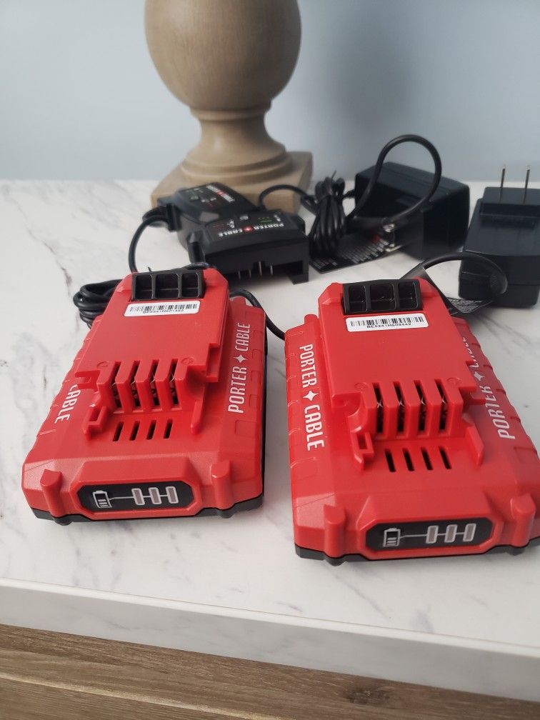Porter Cable 20 volt MAX lithium batteries and chargers