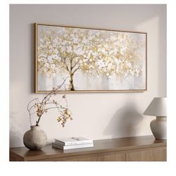 Framed Gold Tree Wall Art Painting 