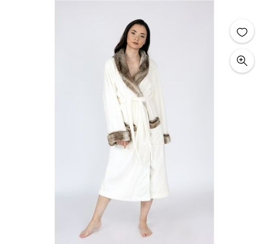 Luxury Plush Robe With Faux Fur Hoodie 