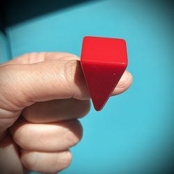 Square Red Acrylic Ring 1970/1980ies Vintage 