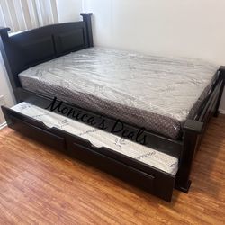 Full Solid Wood Bed With Twin Trundle And Both Mattresses $700 