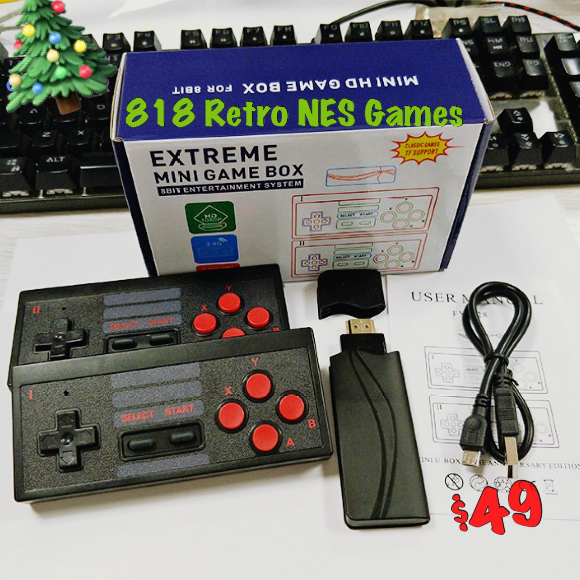 818 Built In NES games🎄Super Fun & New In Box🎄2 Wireless 🎮 Included🎄Perfect Gift🎄🎁🎄