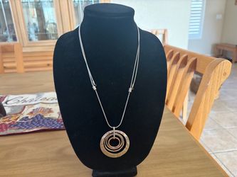Multi-Circle Pendant on Adjustable Snake Chain