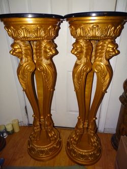 2 Italian Marble top vintage Pedestals