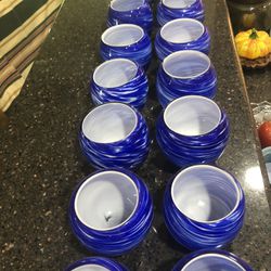 Colbalt blue swirl votive candle holders.