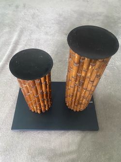 Pier 1 vintage wooden candle holder set