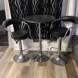Black And Chrome 3 PC Bar Stool Set
