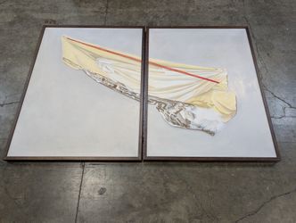 Contemporary Draped Fabric Diptych Artwork