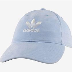 ADIDAS Womens Baseball Cap Relaxed Strapback Aero Blue Suede Embroidered