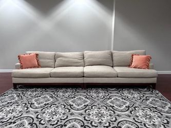 Large Havertys Sectional Sofa with Wood Base. Can delivery today pay after delivery
