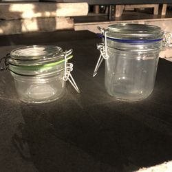 2 Pier One Glass Jars With Metal Locking Lids