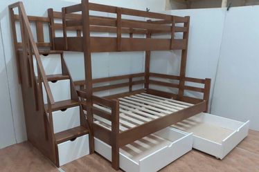 Wooden Bunk Bed with Storage Stairs and Drawers