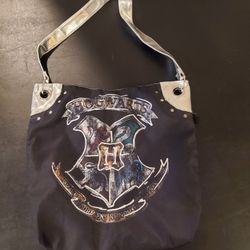 Harry Potter Hogwarts Black Tote Bag with Silver Straps - Draco Dormiens Nunquam Titillandus (Like New) 