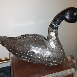 Hand Crafted Metal Clad Wooden Duck