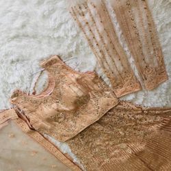 Beautiful Peach Indian Formal Dress with Beading and Embroidery